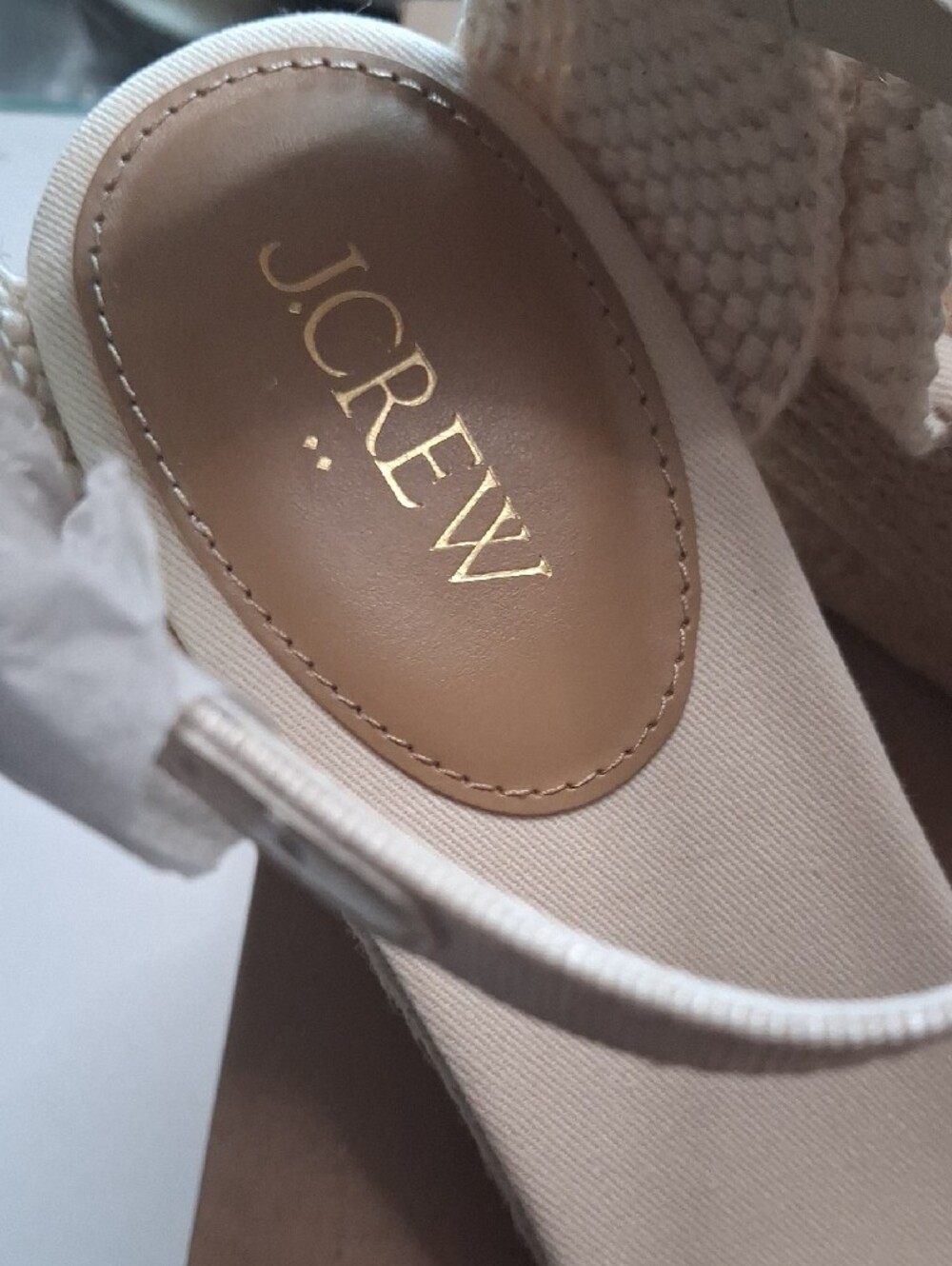 J. Crew Cream Woven Espadrille Ankle-Strap Flats - Picture 2 of 6